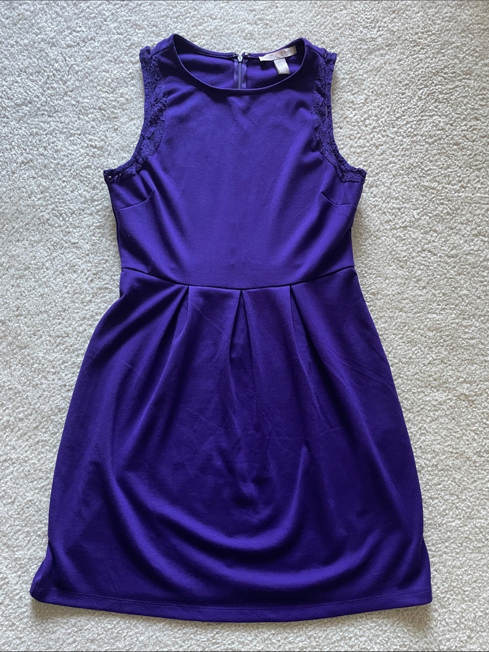 Forever 21 Sleeveless Purple Lace-Trim Dress, Size L